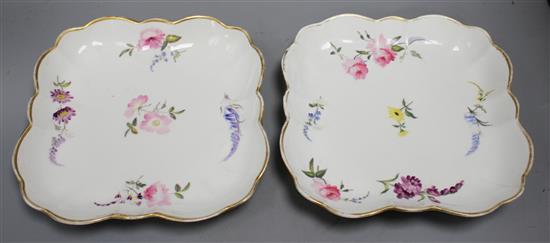 A pair of Swansea square dessert dishes, c.1820, both with impressed SWANSEA mark,